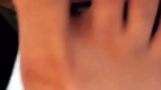 Tattooed Masked Foot Slave Licks & Sucks My Long White Toes - I Cum Hard From Foot Worship