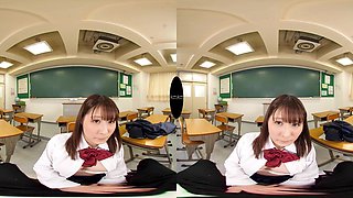 Passionate Japanese student entices viewer in steamy VR school fantasy