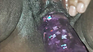 Stroking Her Pussy with the Dildo!