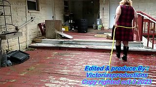 Big-Butted Redheads Outdoor Garden Cleanup