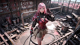 Pink-Haired Mech Warrior! The Cold Beauty of the Wasteland. Red and white armor hiding secrets?