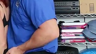 Submissive redhead secretary with phat boobs enjoys mature