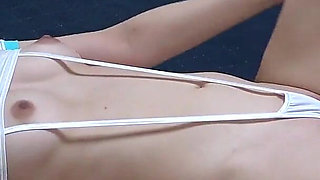 Thong Leotard Girl's Room, Big Ass Girl in No Bra Gym Clothes Top, Leotard, and Knee-high Socks in Girls' Apartment in Japan
