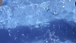 Sexy outdoor bikini tease! Britney's bikini car wash & water hosed slow-mo jiggly boobs