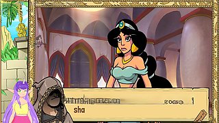 Iris gives a handjob in Akabur's uncensored queen trainer game