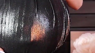 Pregnant in Stockings and Tight Dress Get Oil on Belly