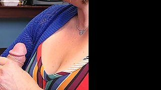 She rides a dildo then sticks his cock in her mouth until he cums