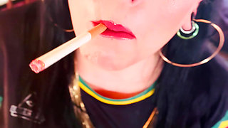 British Mom Tina Snua Double Pumping A Cigarette - Smoking Smoker Smokes OMI OME Drifting