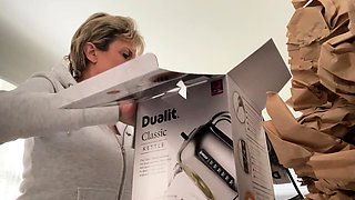 Hungry mature blonde with big boobs seduces man