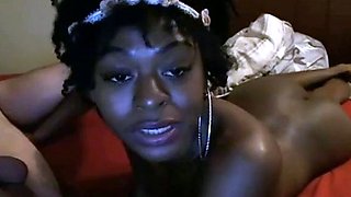 Big-Titted Black Girl Loves White Cocks on Cam