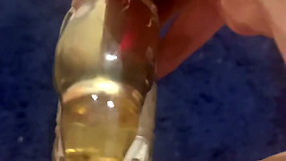 Wife masturbates on bathroom floor while husband hoovers outside