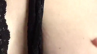 Sexy Stripping in Black Lace Lingerie with Vibrator