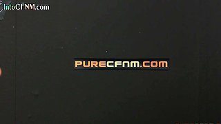 CFNM British babe blowing knob in office for better payme