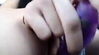 Blonde Babe Masturbates with Dildo and Squirts in Car