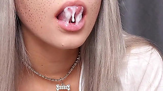 Swallows Sperm and Smears It All Over Her Tits!