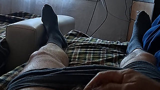 Cum on bed.