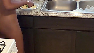In the Kitchen Cooking and Preparing Food Booty Naked!