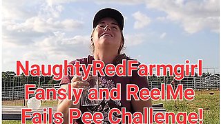 Farmgirl Fails Pee Challenge And Pisses Pants Outside While Drinking Water, Soaking Jeans!