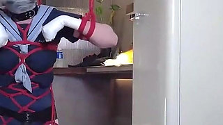 Mz31 - a Girl Tied and Suspended by a Red Rope Reaches Orgasm.