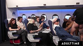 ADULT TIME - Olivia Jay Flashes Tits  Fingers Pussy On Plane! Gets Caught  Fucked Hard By Seatmate: Porn