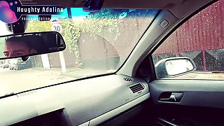 Sloppy blowjob in car with cum in mouth