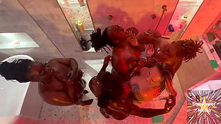Omgiana’s Soapy Lesbian Shower Orgy & 5-girl Toy Play Double Feature