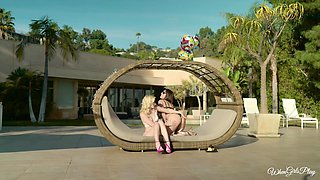 Jenna Sativa & Charlotte Stokely in lingerie & pussy play with a twist