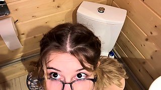 Her charming eyes beg you to cum on her glasses and stain