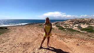 Blonde Teen Pees Twice by the Sea!