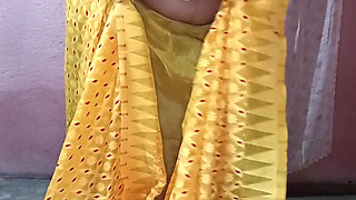 Yellow Saree Dropping Solo Sfw