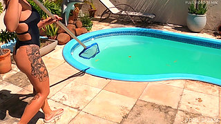 Pool Day and They Fuck Me From My Dirty Ass to My Mouth, Cum on My Face, so Much Load!! I Swallow -cam 2-