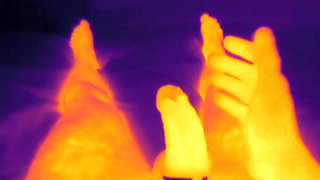 Jerking off with cock ring on thermal camera