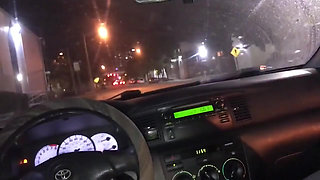 Risky Sloppy Car Horny Blowjob