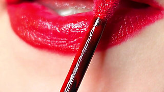 Red lipstick fetish and fur