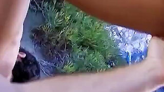 Interracial threesome fuck with horny MILFS and step son outdoor