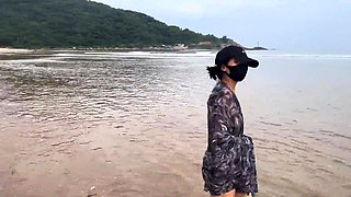 Morning beach nudity caught on by beach hidden cam