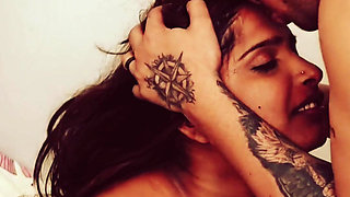 Aman put a cock in Tejaswini's mouth and she sucked it