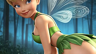 Tiny Tinkerbell Backs up on a Huge Cock