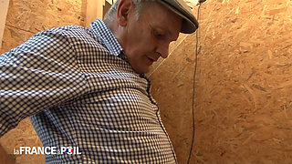 Mature Blonde in Fishnet Stockings Gets Hard Sodomized in 3some with Papy Voyeur