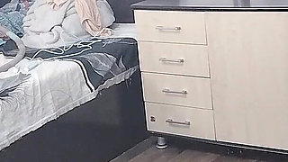 Sexy Wife Workout at Home Naked. Amateur Wife Masturbates with Her Fingers in Her Pussy