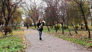 Outdoor sexy solo scene with teenie masturbating