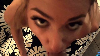 Petite Blonde Hime Marie's Wild Public Handjob and Blowjob