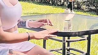 My Busty Boss and Her Big-bootied Friend Swallow My Cock in an Outdoor Threesome