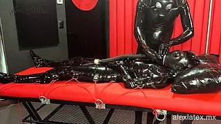 Latex Slave Alex Fingered & Dominated by Gloomy Babe in Rubber Catsuit - Hardcore BDSM HD