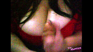 Chubby Hotwife with Big tits watching hentai (Seika Jogakuin Kounin Sao Oji-san) while playing with a Big cock dildo #10