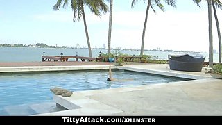 Tittyattack - busty brazilian nailed by the pool