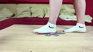 Cockbox CBT and Cock Trampling in Dirty Socks, Femdom Jozi Trample