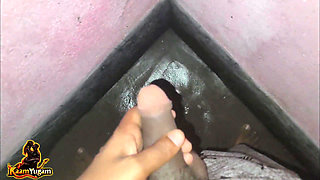 Indian Desi Boy Masterbating in Public Washroom and Giving Cumshot