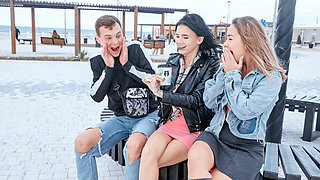 Hot Babes Bring The Guy Home To Fuck Them Threesome