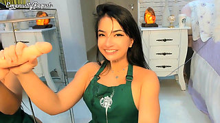 Roleplay Hot Latina Barista Emanuelly Raquel Cum Shower and Creampie
